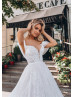 Off Shoulder White Lace Tulle Beaded Wedding Dress